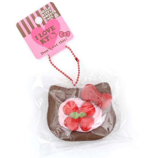 Squishy  kawaii, ptisserie marron en forme de tte dHello Kitty 4