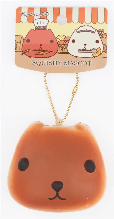 Adorable squishy en forme de pain bun marron avec Kapibarasan 3