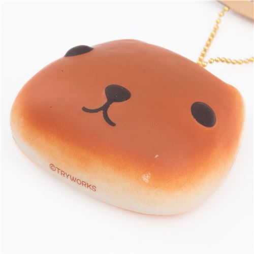 Adorable squishy en forme de pain bun marron avec Kapibarasan 4