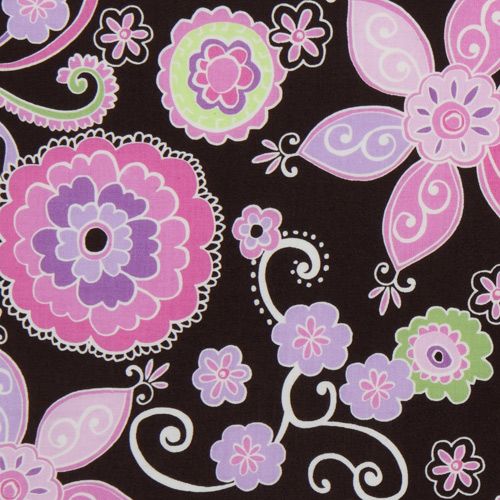 brown Michael Miller fabric Boho Blossom lilac flower 1