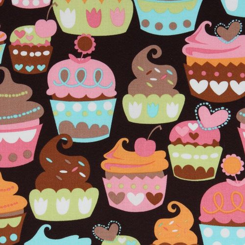 brauner Michael Miller Stoff Sweet Treats Törtchen 1