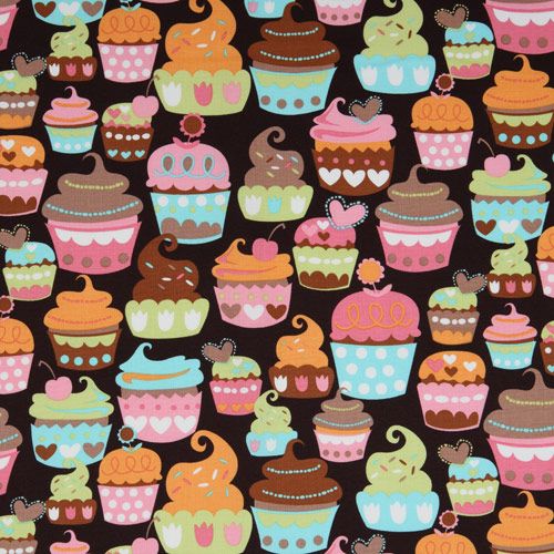 brauner Michael Miller Stoff Sweet Treats Törtchen 2