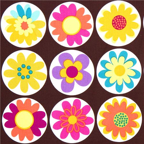 brown Michael Miller fabric big daisies 1