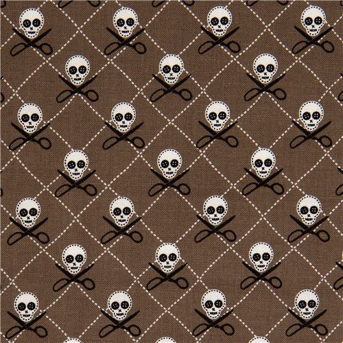 brown Michael Miller fabric skulls Quilt Pirates 2