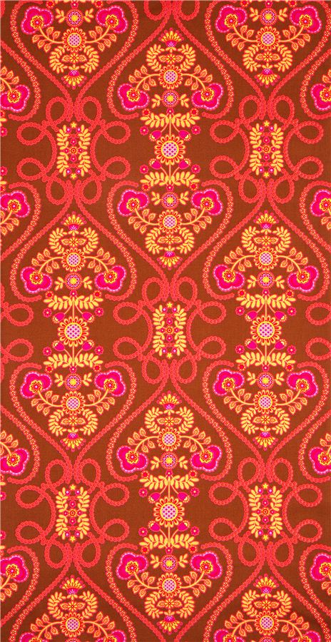 brown Michael Miller fabric with flowers and hearts 2