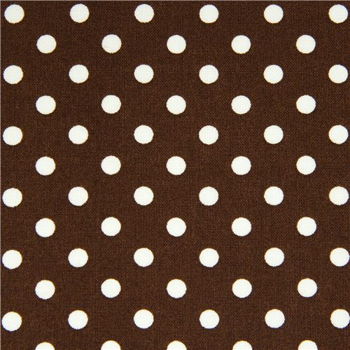 brauner Michael Miller Stoff mit wei�en Polka Punkten  2