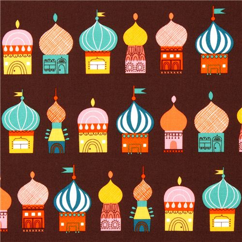 brown Robert Kaufman fabric with Russian onion tower 1