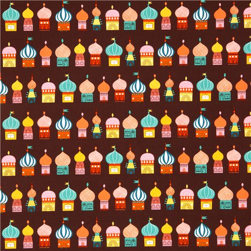 brown Robert Kaufman fabric with Russian onion tower 2