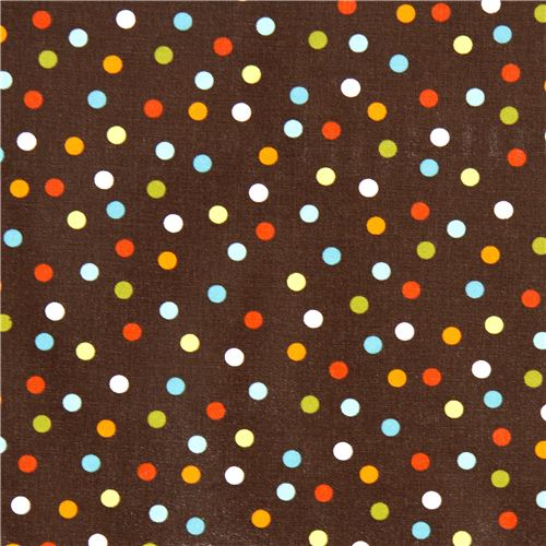 brown Robert Kaufman fabric with colourful dots 2