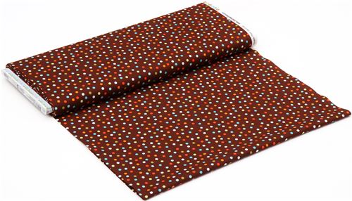 brown Robert Kaufman fabric with colourful dots 3