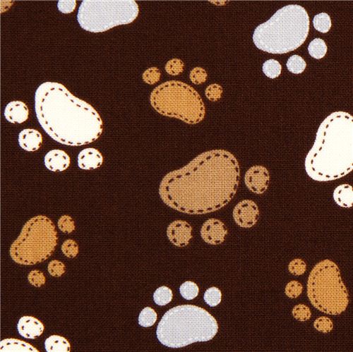 brown Timeless Treasures fabric with funny paw prints 1