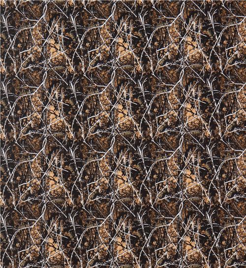 Fat Quarter (50 x 56 cm) - Tissu marron camouflage avec des branches darbre 2