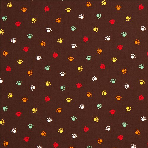 brown animal paws fabric by Robert Kaufman 2