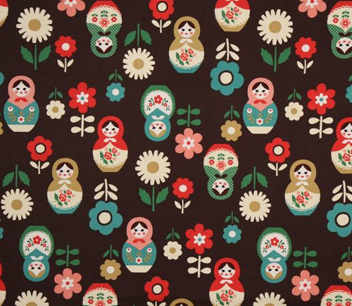 brown big babushka fabric matryoshka dolls Kokka 2