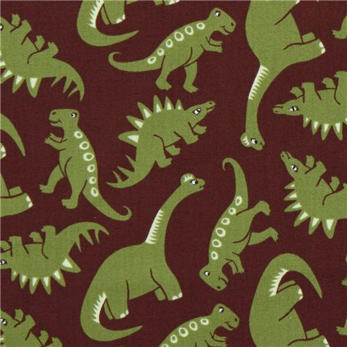 brown dinosaurs fabric Robert Kaufman USA designer 1