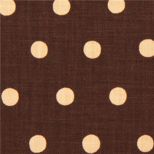 brown echino canvas fabric with beige polka dots 1