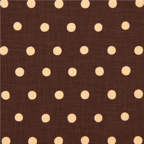 brown echino canvas fabric with beige polka dots 2