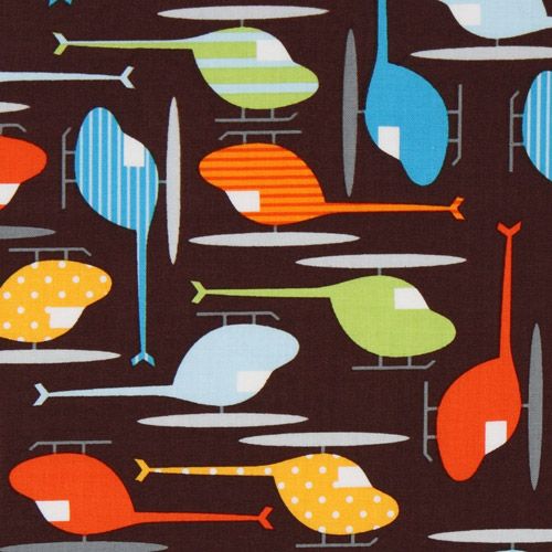 brown fabric colourful helicopter Realizzato da Robert Kaufman 1