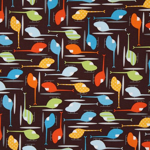 brown fabric colourful helicopter Realizzato da Robert Kaufman 2