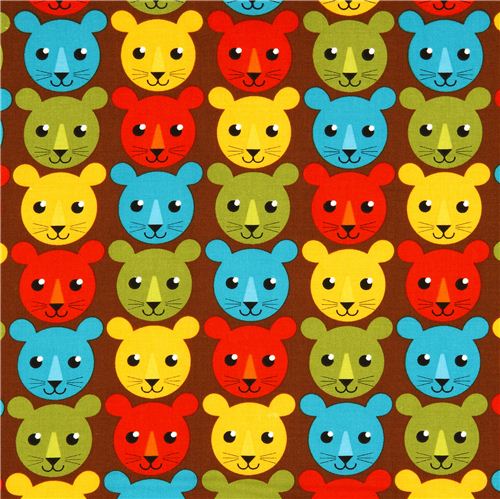 brown fabric with colourful tigers de Robert Kaufman 2