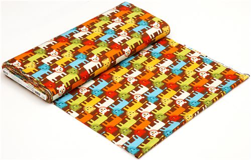 brauner Stoff mit lustigen L�wen von Robert Kaufman 3