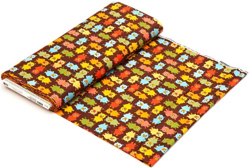 brauner Stoff mit karierten Schweinchen Robert Kaufman USA 3