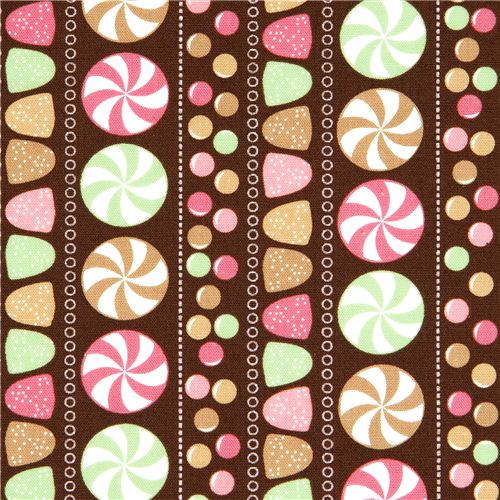 brown fabric with sweets by Robert Kaufman 1