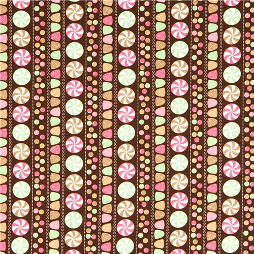 brown fabric with sweets by Robert Kaufman 2