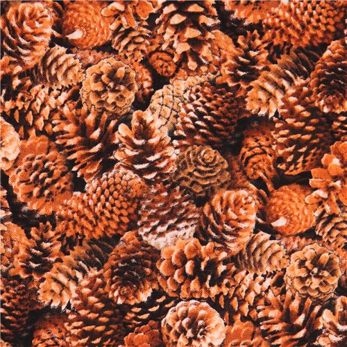 brauner Tannenzapfen Kiefernzapfen Stoff Landscape Medley Elizabeth's Studio Stoff