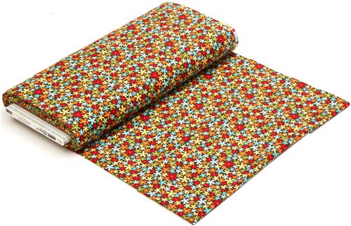 brown flannel fabric with little flowers by Robert Kaufman 3