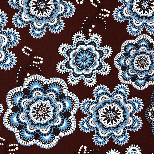 brown flower fabric with ornaments by Robert Kaufman 1