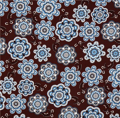 brown flower fabric with ornaments by Robert Kaufman 2