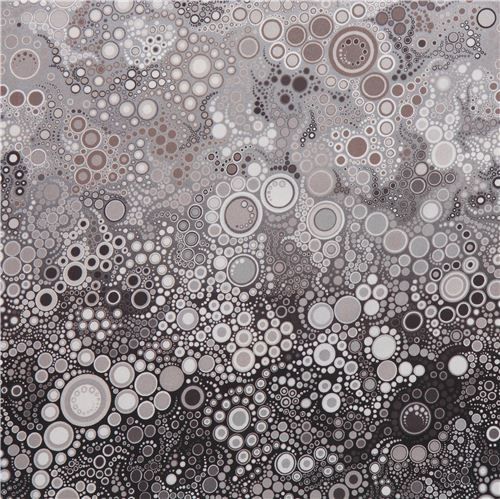 Tela marrn gris crculo lunares burbuja Robert Kaufman Effervescence Digital Tela