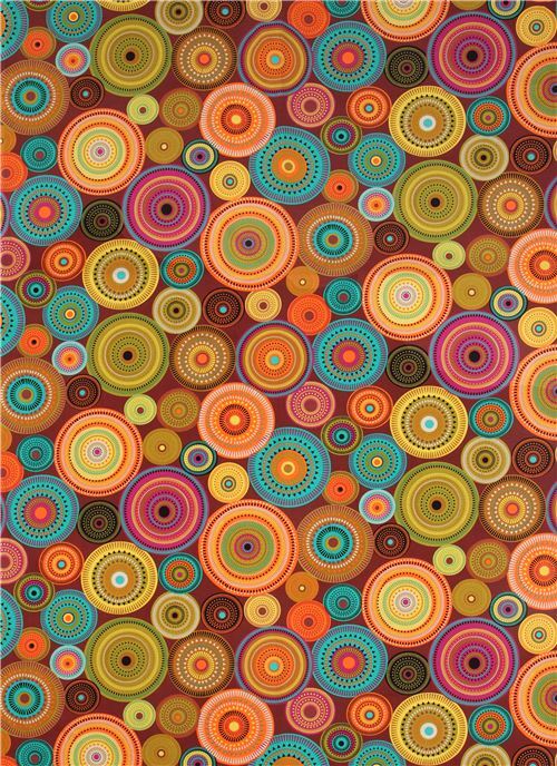 Remnant 38 cm - brown pattern circle fabric northern lights Michael Miller 3