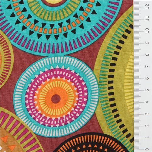 Remnant 38 cm - brown pattern circle fabric northern lights Michael Miller 2