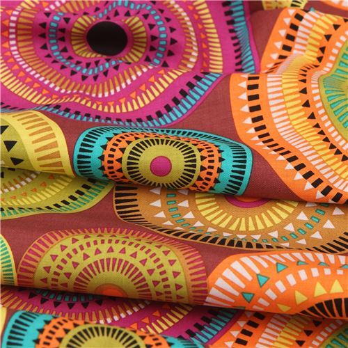 Remnant 38 cm - brown pattern circle fabric northern lights Michael Miller 4