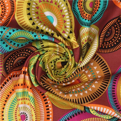 Remnant 38 cm - brown pattern circle fabric northern lights Michael Miller 5