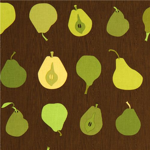 brown pear fruit fabric by Robert Kaufman Fabric