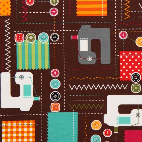 brown sewing machine fabric by Robert Kaufman USA Fabric