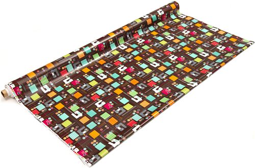 brown sewing machine premium laminate fabric Robert Kaufman 3