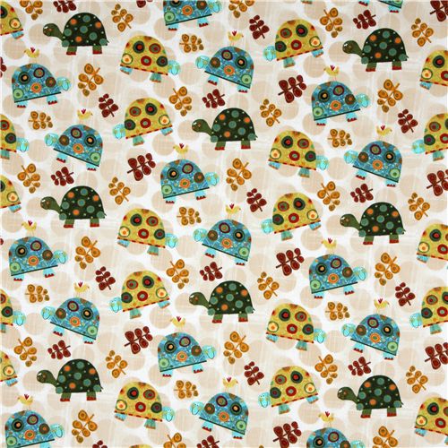 brauner Schildkröte Stoff Vögel Robert Kaufman Designer 2