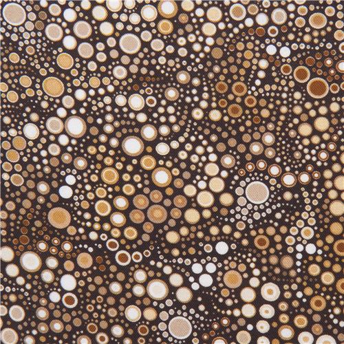 brown white circle dot bubble fabric Robert Kaufman Effervescence Digital Fabric