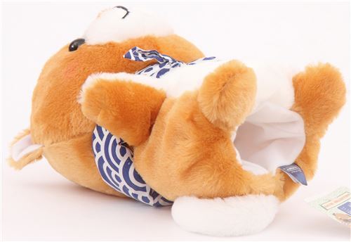 Mu�eco peluche marioneta perro marr�n blanco Mameshiba San Kyodai de Jap�n 4