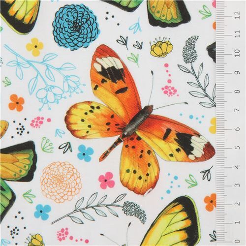Fat Quarter (50 x 54 cm) - butterfly and flower fabric by Quilting Treasures 2