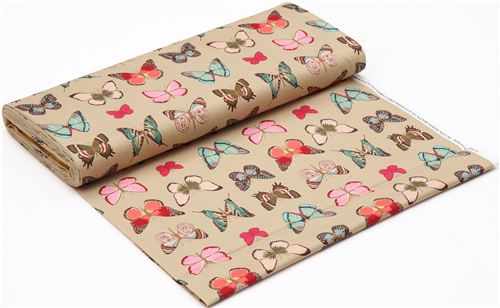 Remnant 25 cm - butterfly insect Alexander Henry brown fabric El Tiempo de Mariposa 3