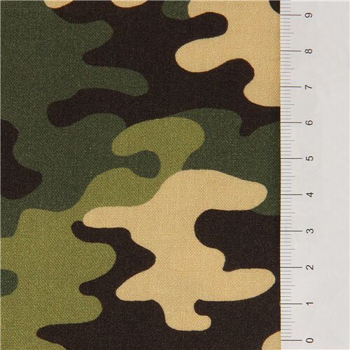 Remnant (26 x 112 cm) - camouflage green army print cotton fabric by Robert Kaufman 3