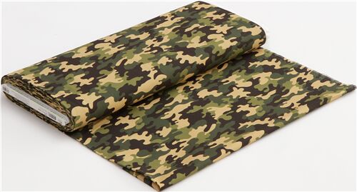 Remnant (26 x 112 cm) - camouflage green army print cotton fabric by Robert Kaufman 4