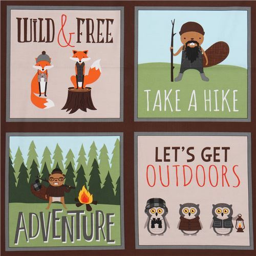 Remnant (29 x 112 cm) - camp fabric with animals by Robert Kaufman 3