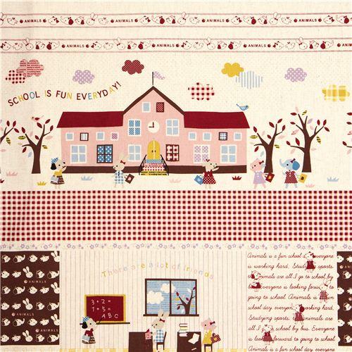 Toile Kokka d'enfants et école, éléphant, lapin, chien Tissu
