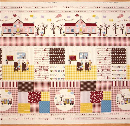 canvas children fabric school elephant rabbit dog Kokka 2